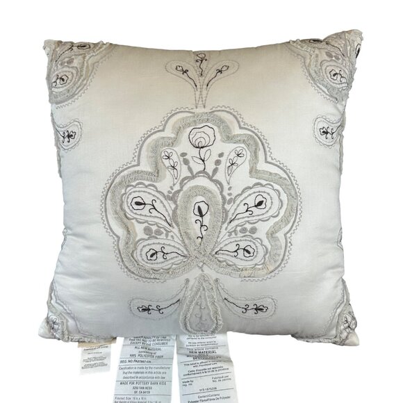 Pottery Barn Kids Embroidered Throw Pillow 16"x16" Polyester & Cotton - Picture 1 of 10
